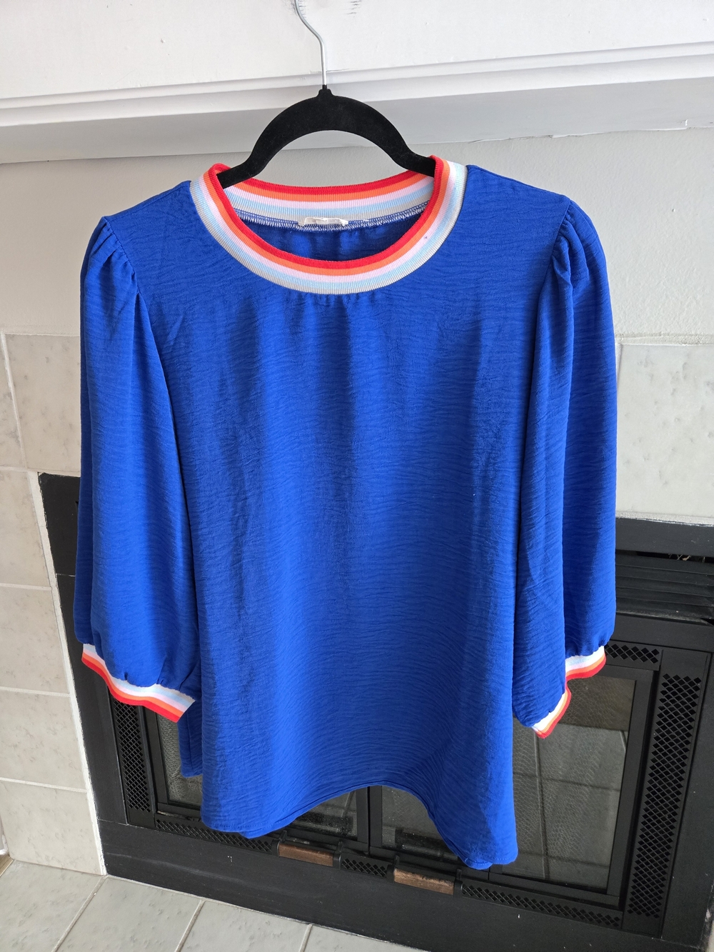 JODIFL Cobalt Blue Long Sleeve Tee with Red-White Trim